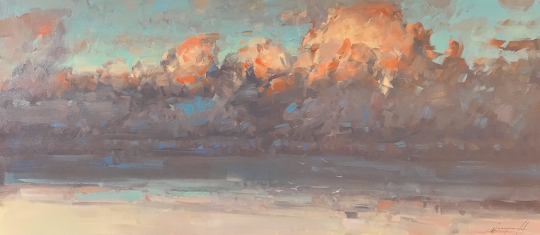 Evening Clouds, Original oil Painting, Handmade artwork, One of a Kind                        (copy)